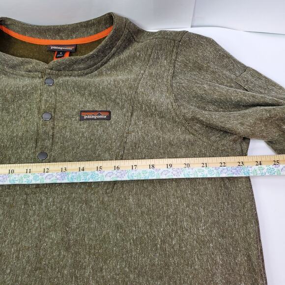 Patagonia Men's Hemp Crew Sweatshirt Size Medium Green Quarter Snap 1/4 Button - Picture 11 of 12